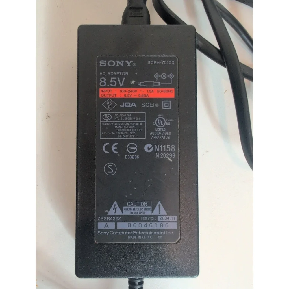 Genuine Sony Playstation 2 PS2 Slim SCPH-70100 AC Adapter Power Supply 8.5v